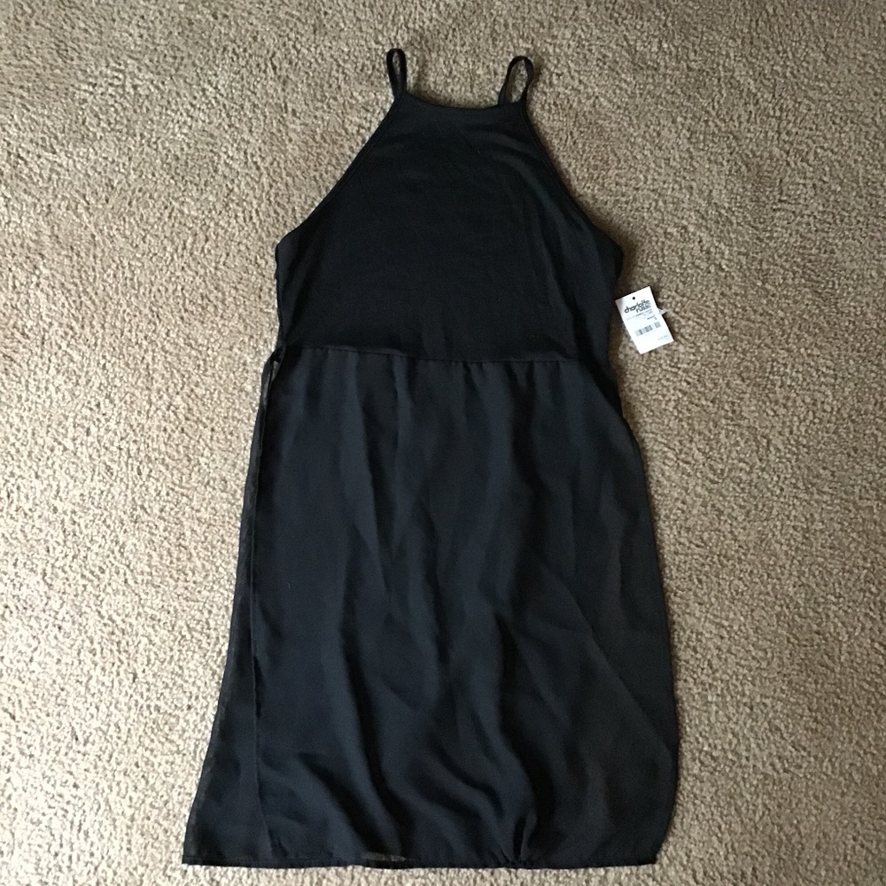 Black Halter Top With Black Sheer Bottom